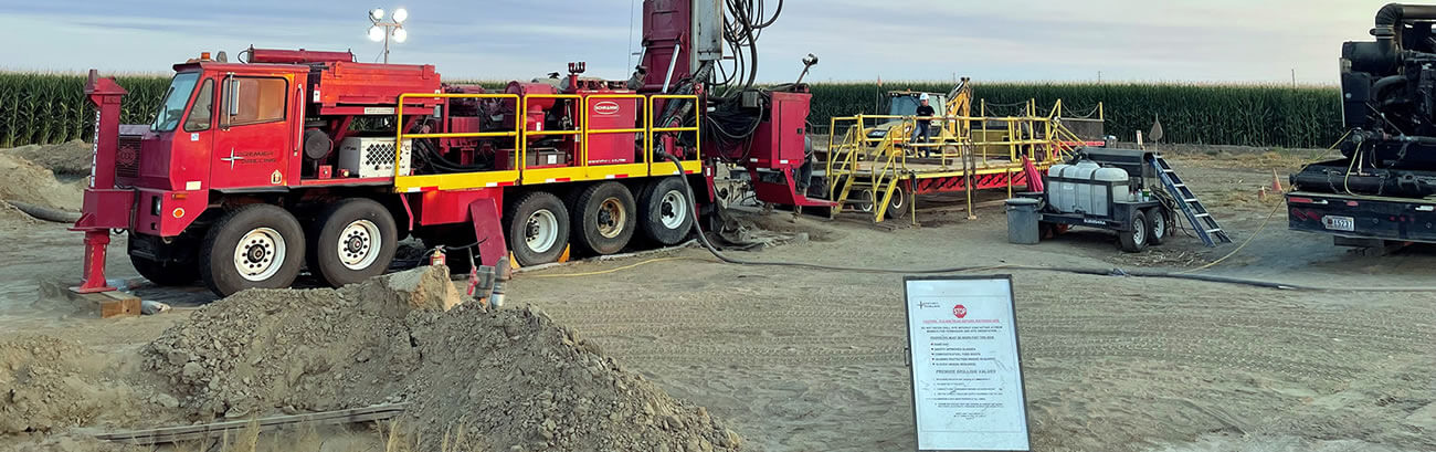 Safety Notice posted at irrigation well drilling site T130 rotary drill rig Safety Notice posted at irrigation well drilling site T130 rotary drill rig