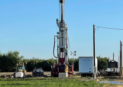 Drilling a new irrigation well using a T130 rotary drill rig for a California rancher.